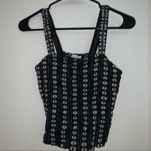American Eagle Smocked Black and White Tank